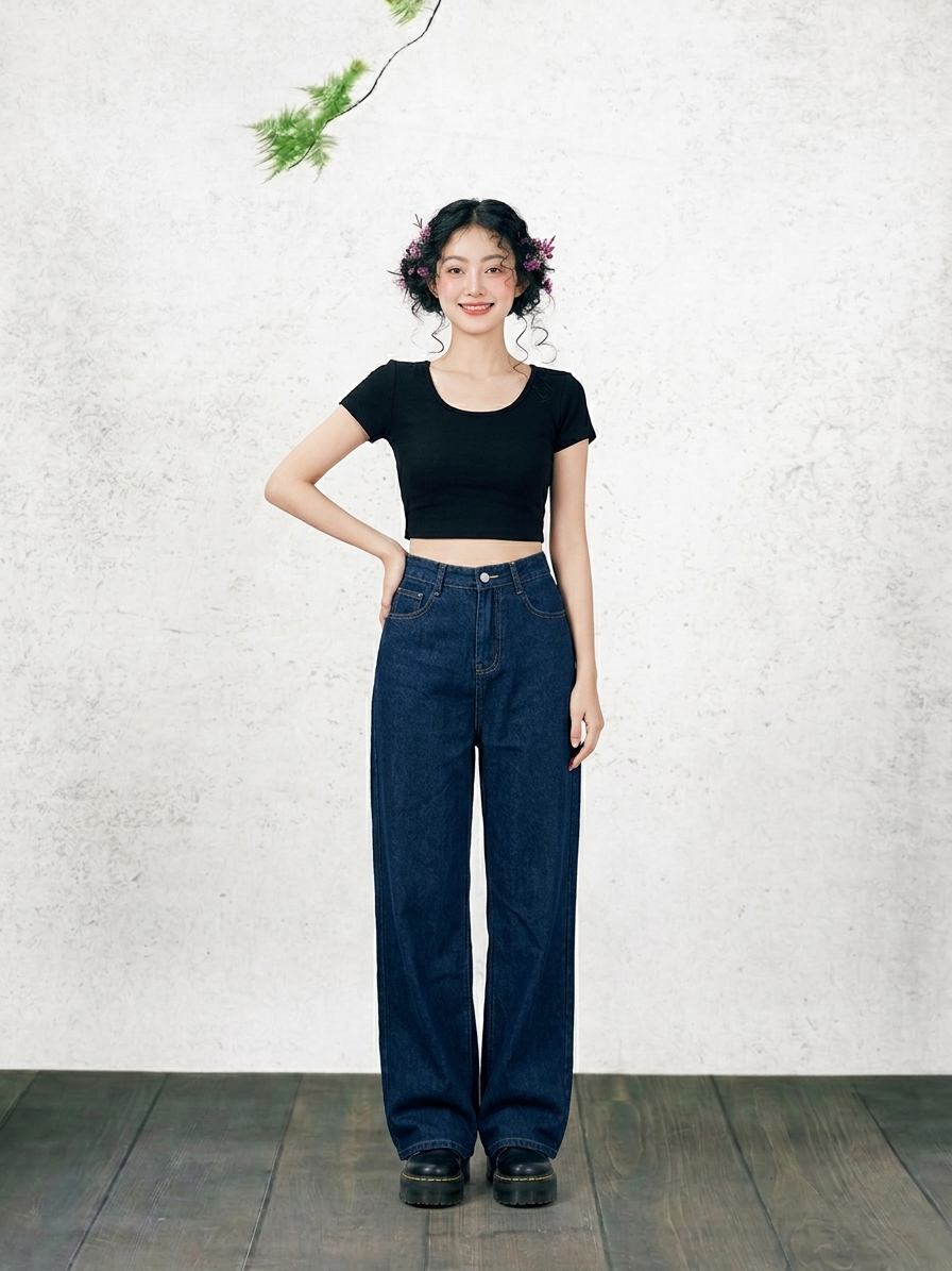 Leather Straight Jeans